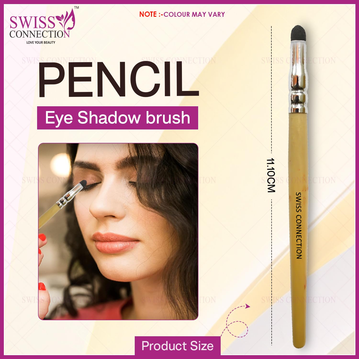 Swiss Connection Vegan Eyeshadow Blending Brush Set - Super Soft Firm Pencil Brush for Powder & Cream Eyeshadow, Wooden Handle & Aluminium Ferrule (Pack of 4) | Perfect for Smokey Eye & Natural Makeup Looks
