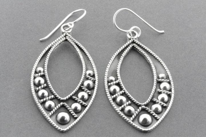 Handmade Sterling Silver Almond Tribal Earrings – Boho Chic Jewelry for Women – Perfect for Festivals, Parties & Everyday Wear