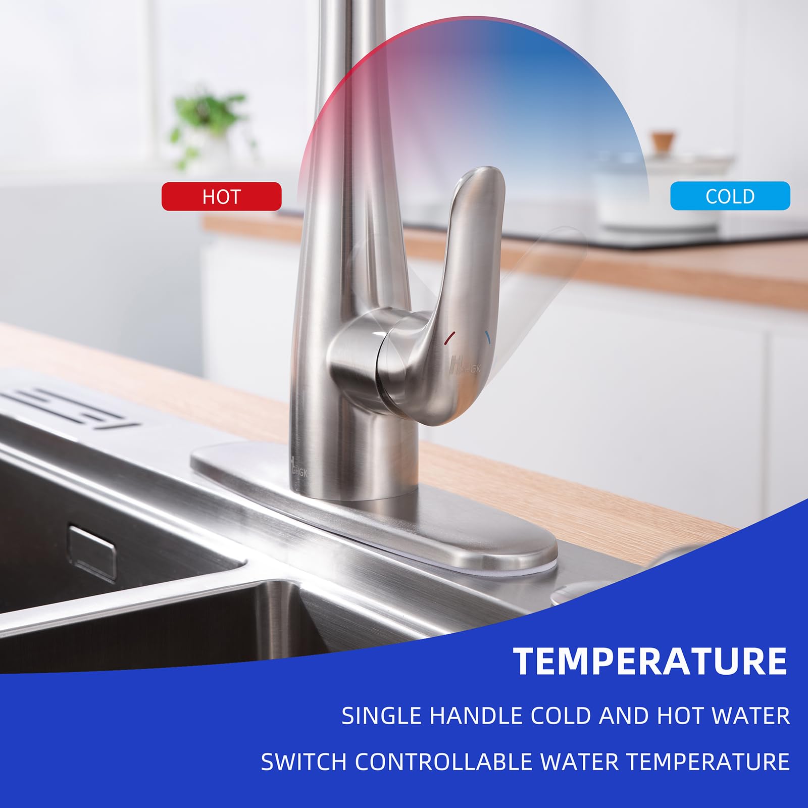 Stainless Steel Single Handle Kitchen Faucet with Pull Down Sprayer & Soap Dispenser - 1 or 3 Hole Modern Design for Farmhouse, RV & Bar Sinks (Brushed Nickel) - Perfect for Cooking, Washing Dishes & Food Prep