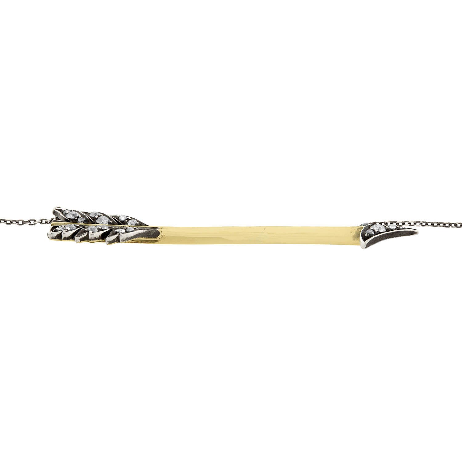Victorian Style Sterling Silver & 14K Gold Diamond Arrow Pendant Necklace - Elegant Jewelry Gift for Women, Perfect for Weddings, Anniversaries & Special Occasions