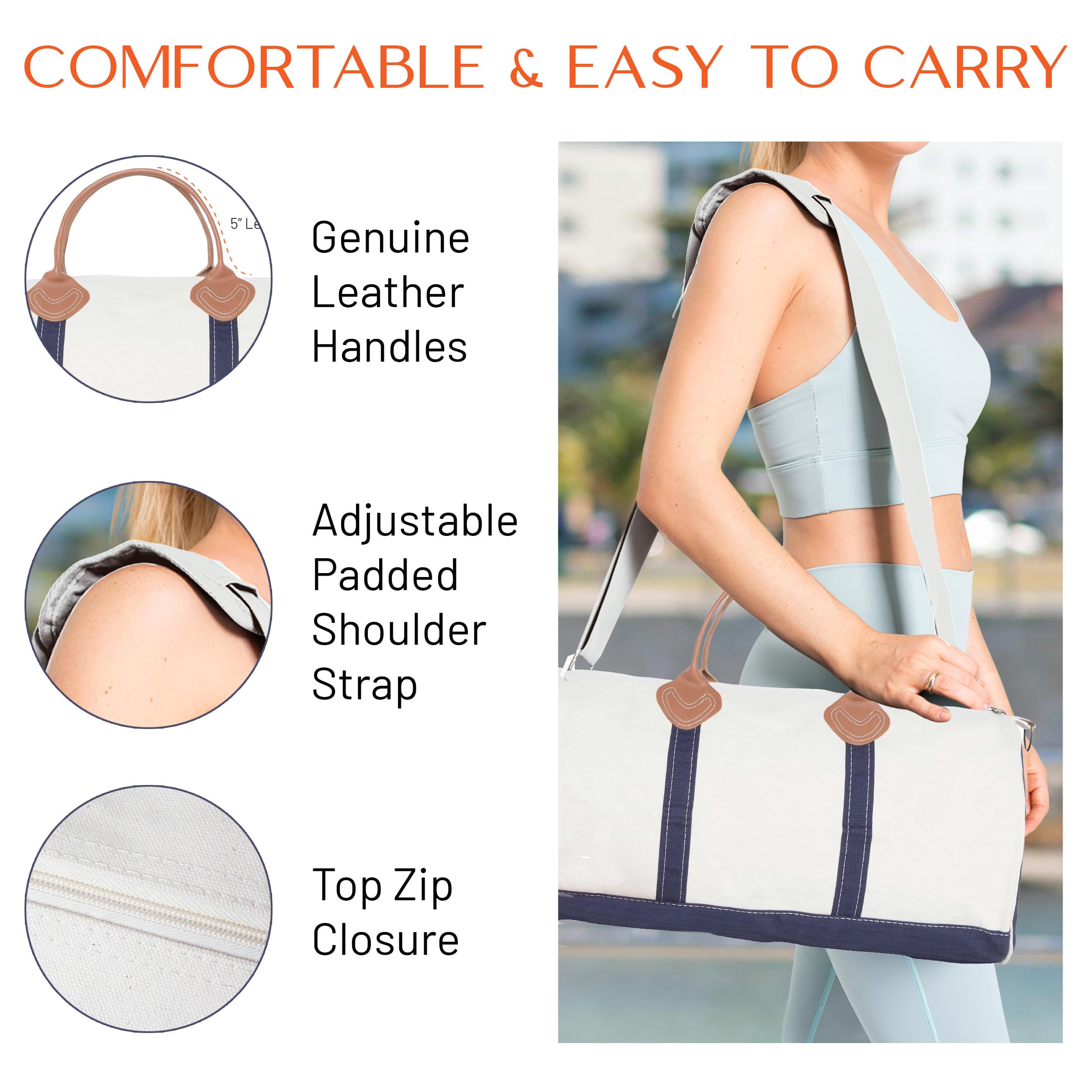 Durable 20 oz Cotton Round Duffel Carry On Bag for Travel, Gym & Sports - Perfect for Weekend Getaways, Workouts & Outdoor Adventures