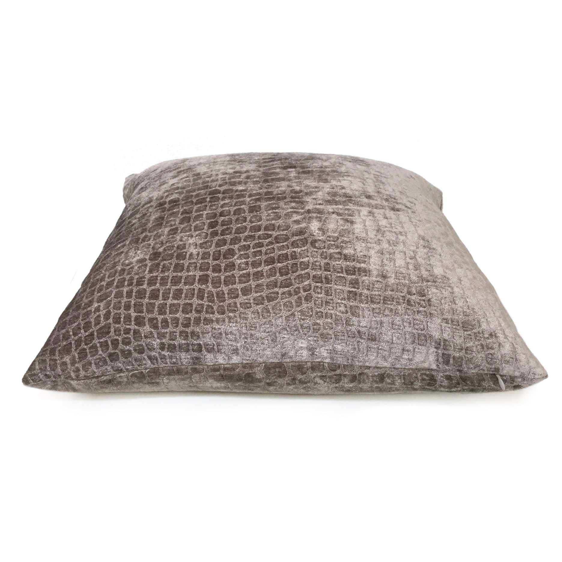 Luxury Thistle Light Purple Gray Crocodile Alligator Pattern Chenille Velvet Pillow Cover - Soft Decorative Throw Pillow Case for Sofa, Bedroom & Living Room Decor