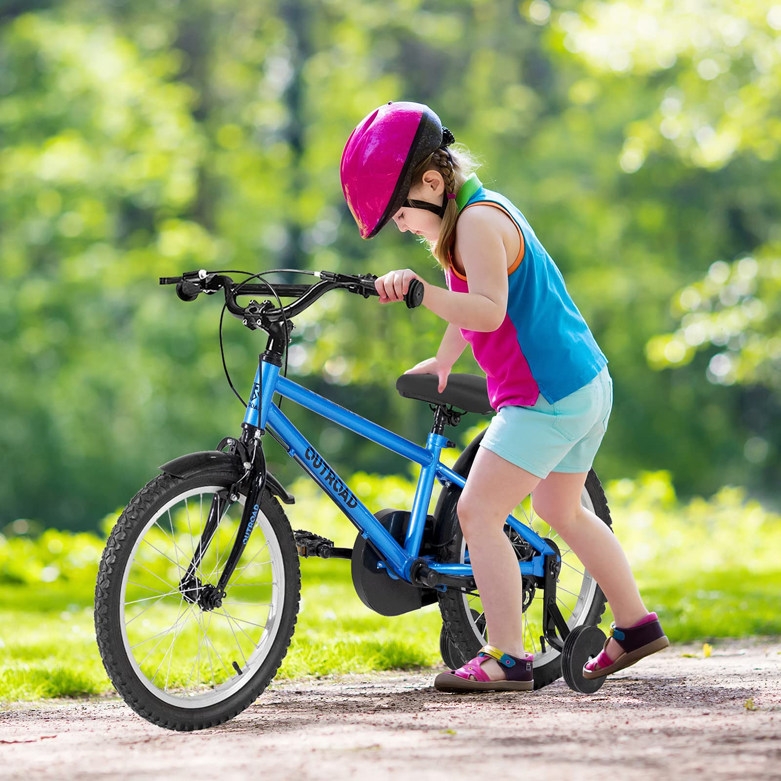 14/16/18 Inch Foldable Kids Bike with Training Wheels - Adjustable Toddler Bicycle for Boys & Girls Ages 3-9 Years - Beginner Bike with Dual Brake System - Multi-Color Children's Bicycle for Outdoor Play, Park Rides & Learning to Cycle
