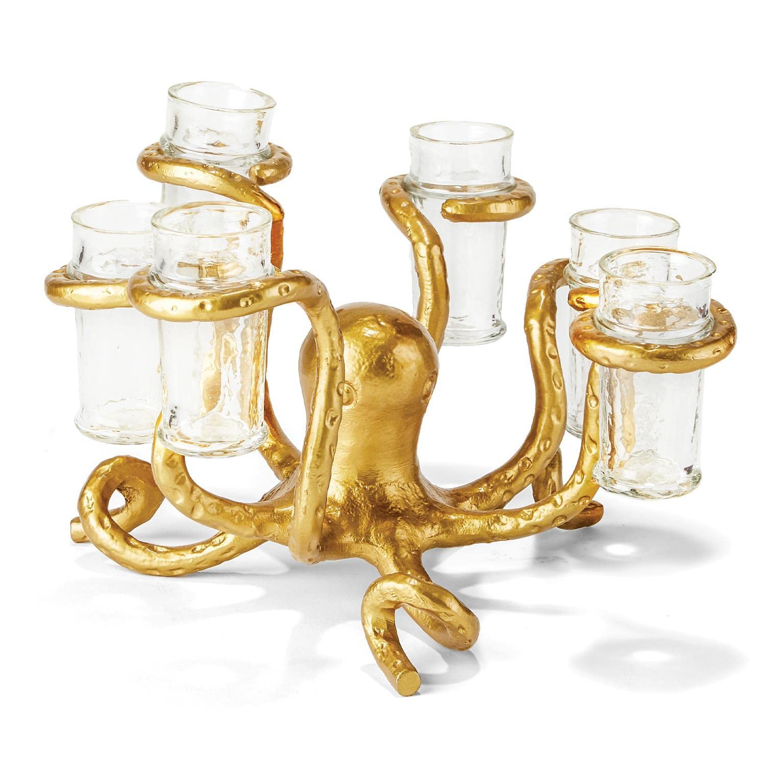 Tozai Home Octopus Design Glass Holder Set with 6 Shot Glasses - Unique Barware for Cocktail Parties, Home Decor & Gift Ideas