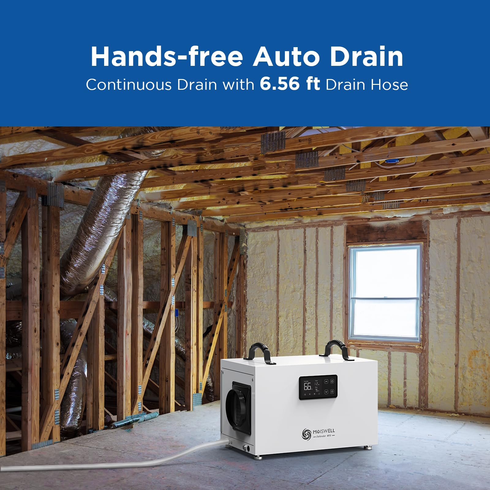 145 Pints Commercial Dehumidifier for Crawl Space & Large Basements - Energy Star Certified, Compact Design with Drain Hose - Ideal for Industrial Water Damage Restoration & Moisture Control in Warehouses, Homes, and Commercial Buildings