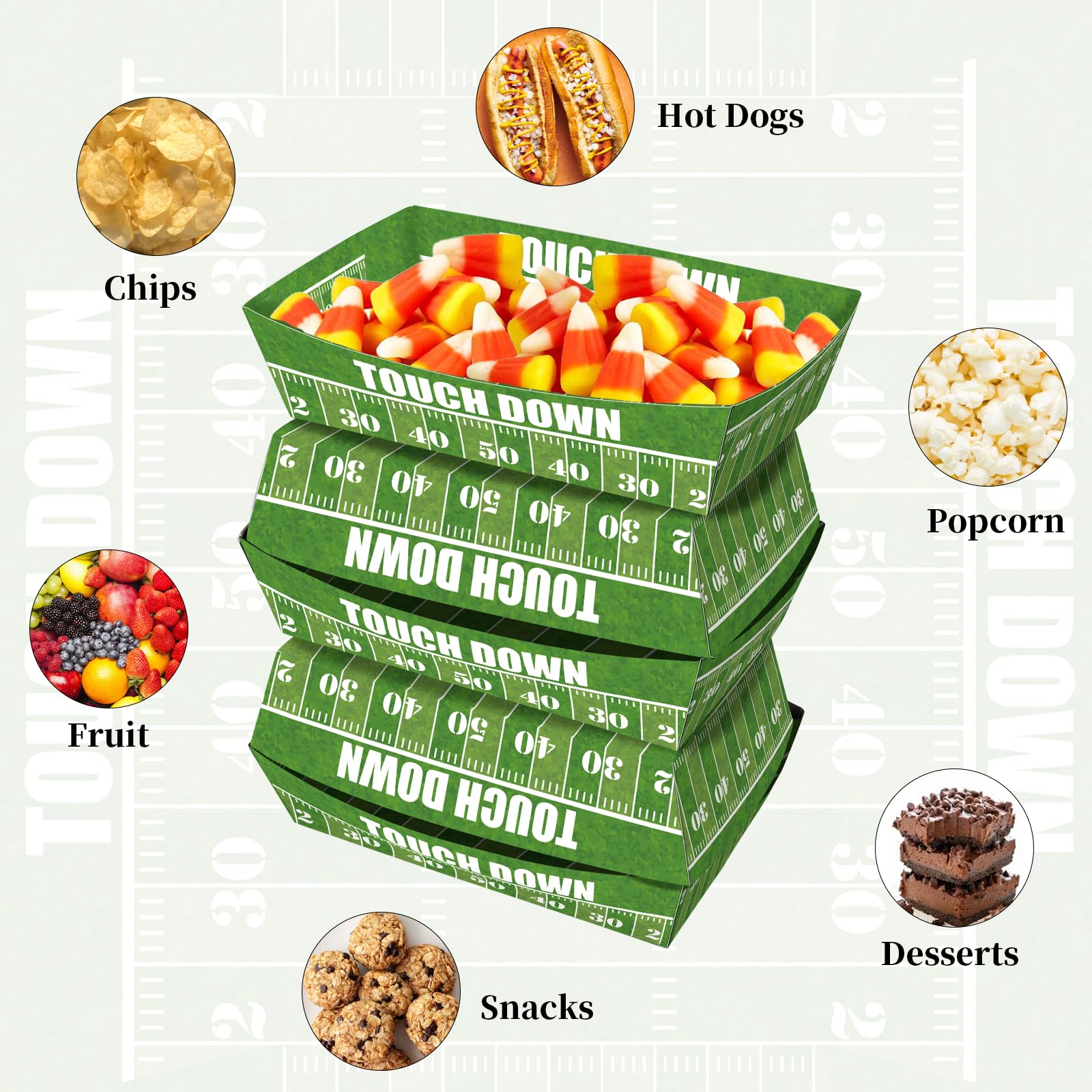 50 Pack 3Lb Football Shaped Disposable Food Trays - No Folding Required - Perfect for Super Bowl Parties, Football Birthday Decorations & Game Day Serving - Sturdy Paper Serving Boats for Snacks, Appetizers & Party Food
