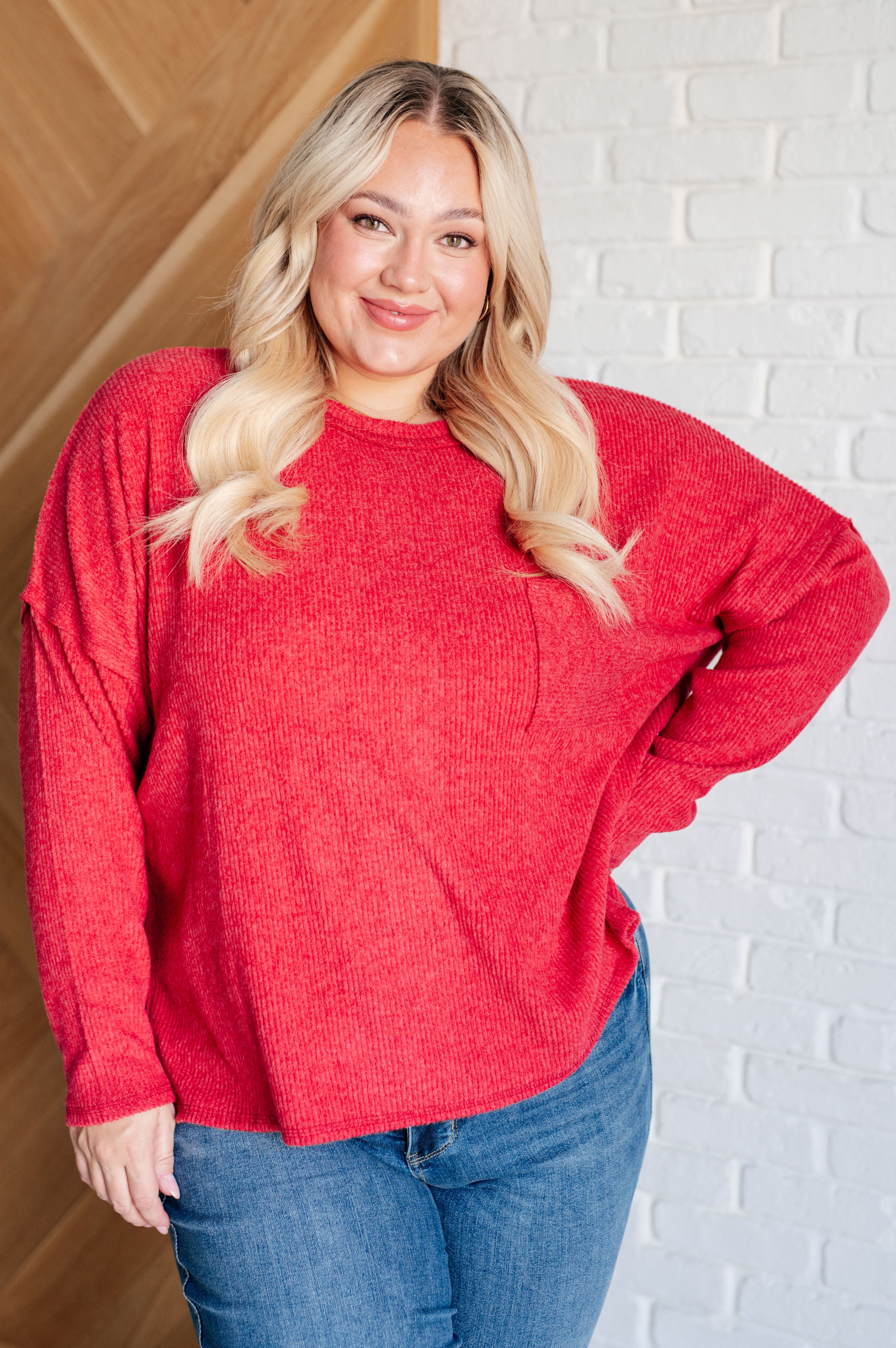 Dark Red Ribbed Knit Sweater for Women - Cozy Casual Pullover for Fall & Winter | Perfect for Office Wear, Date Nights & Weekend Outfits