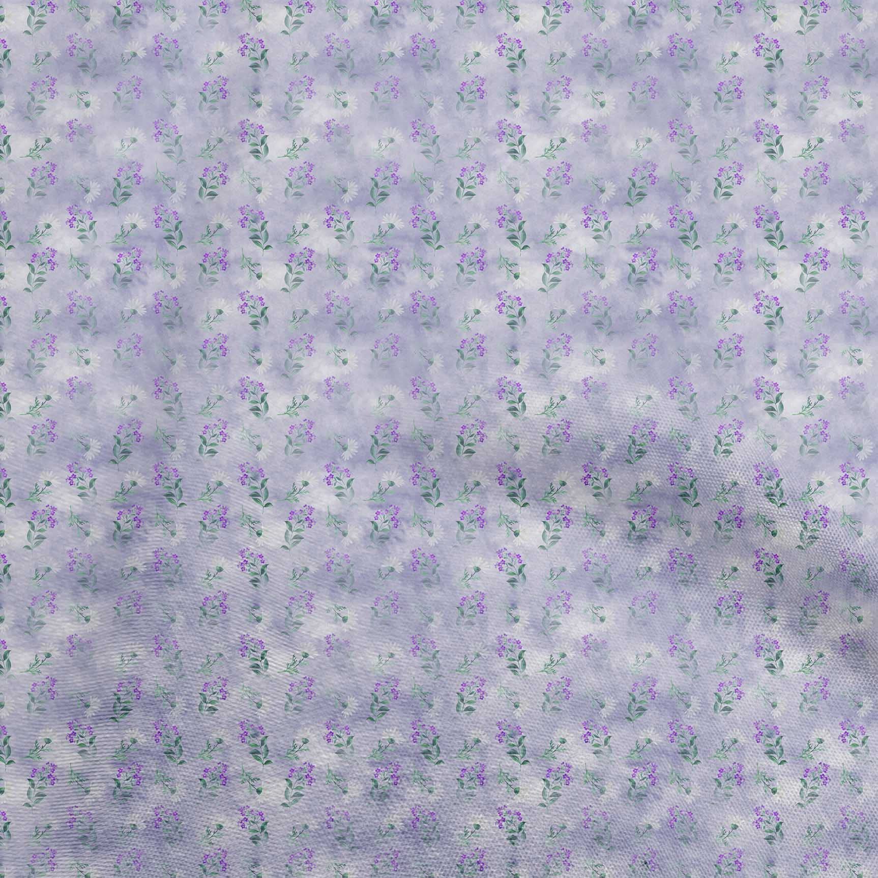 oneOone Velvet Pastel Purple Floral Print Fabric - 58 Inch Wide Soft Sewing Material for DIY Clothing, Dresses, Curtains & Home Decor | Premium Cotton Blend Textile by The Yard