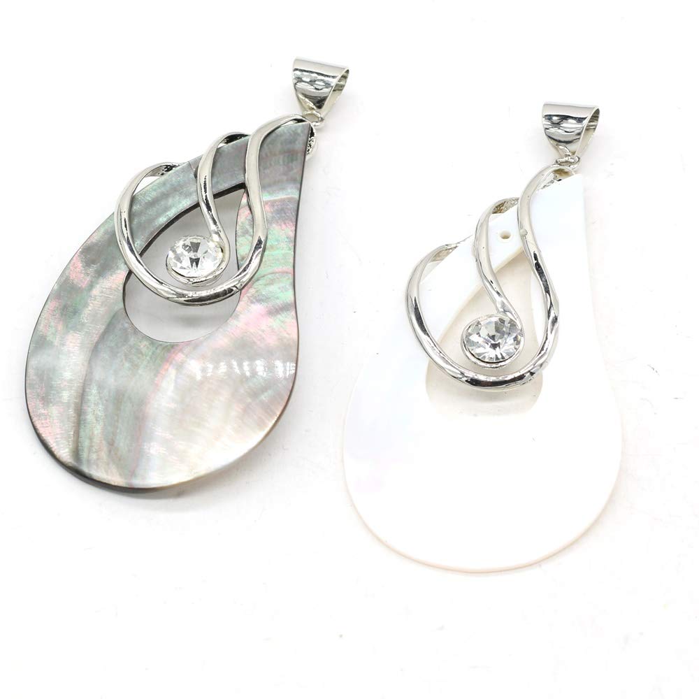 Natural White Shell Teardrop Pendant & Mother of Pearl Pendant - Set of 2 DIY Jewelry Making Charms for Necklace, Bracelet - Perfect for Beach Wedding, Boho Style Accessories, Handmade Craft Projects
