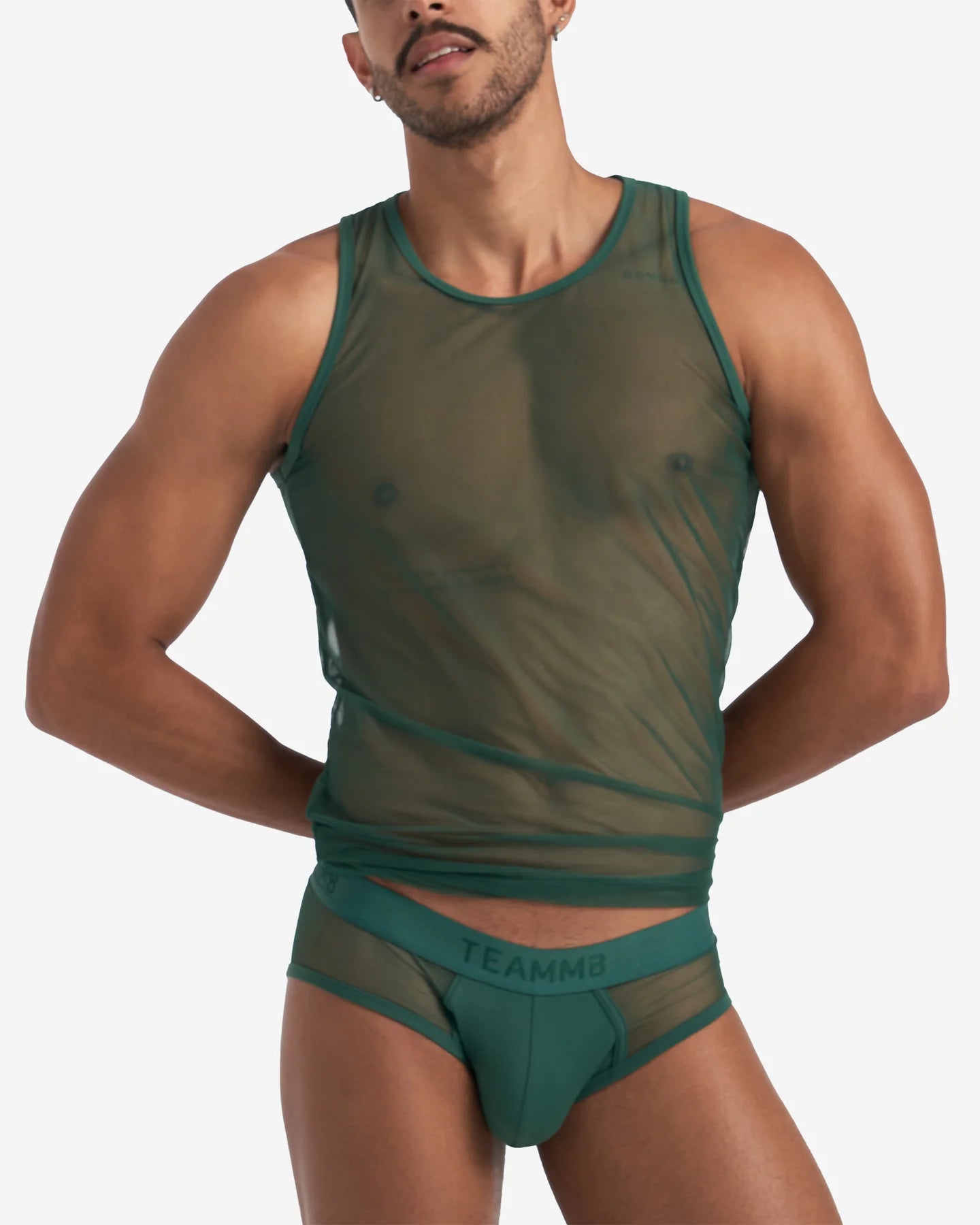 Teamm8 Score Sheer Tank Top - Breathable Mesh Fabric for Women - Hunter Green - Perfect for Running, Yoga & Workouts