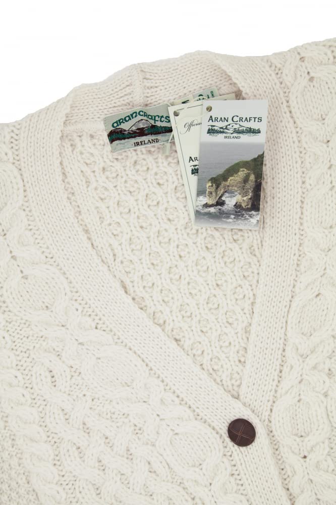 Aran Crafts Women's Irish Cable Knit Soft Buttoned Cardigan - 100% Merino Wool Sweater for Winter, Fall & Spring - Cozy Warm Pullover for Casual Outfits, Office Wear & Holiday Gatherings