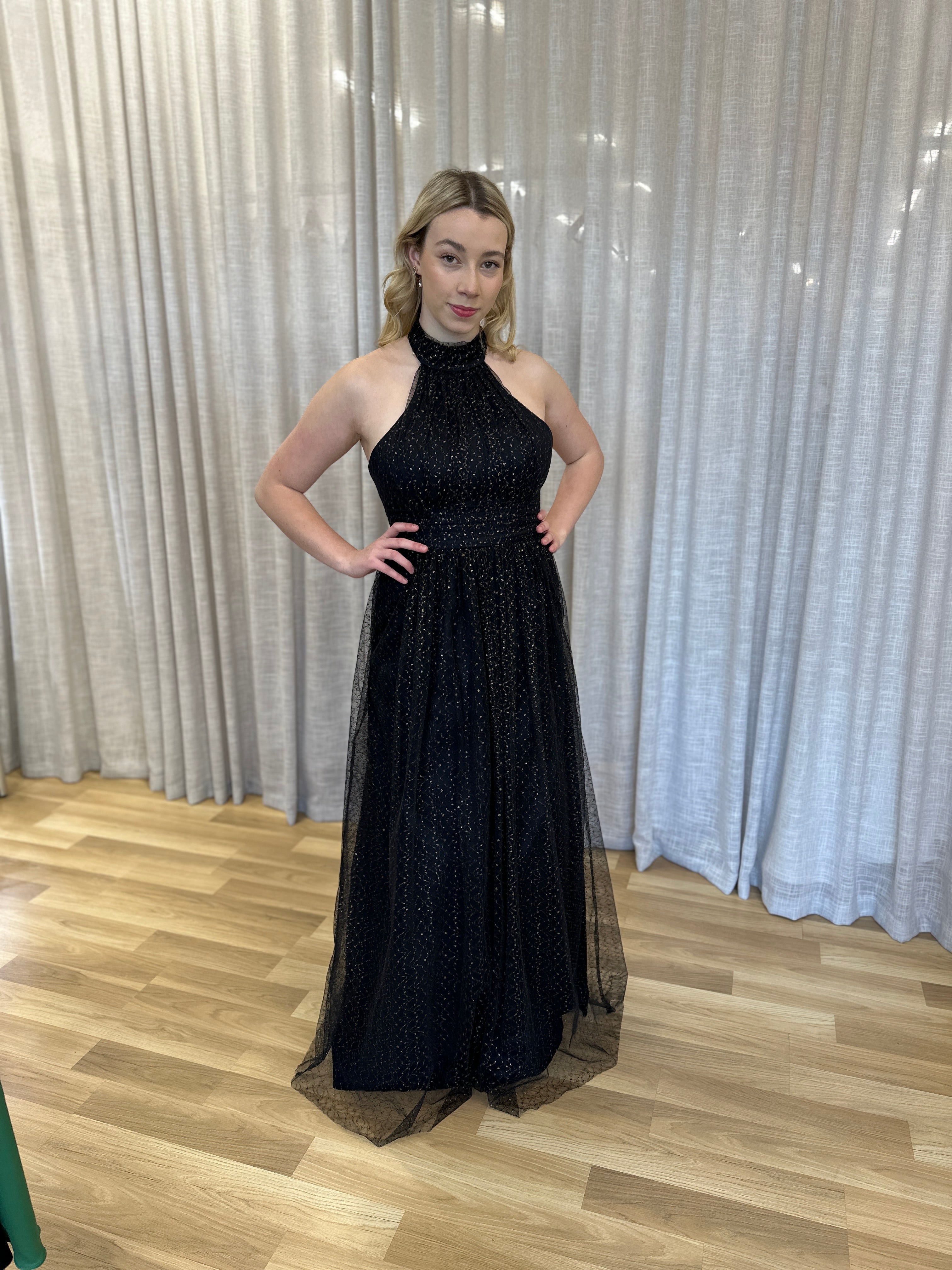 Hallie Halter Neck Ball Gown - Elegant Formal Evening Dress for Prom, Wedding & Special Occasions | Plus Size Options Available