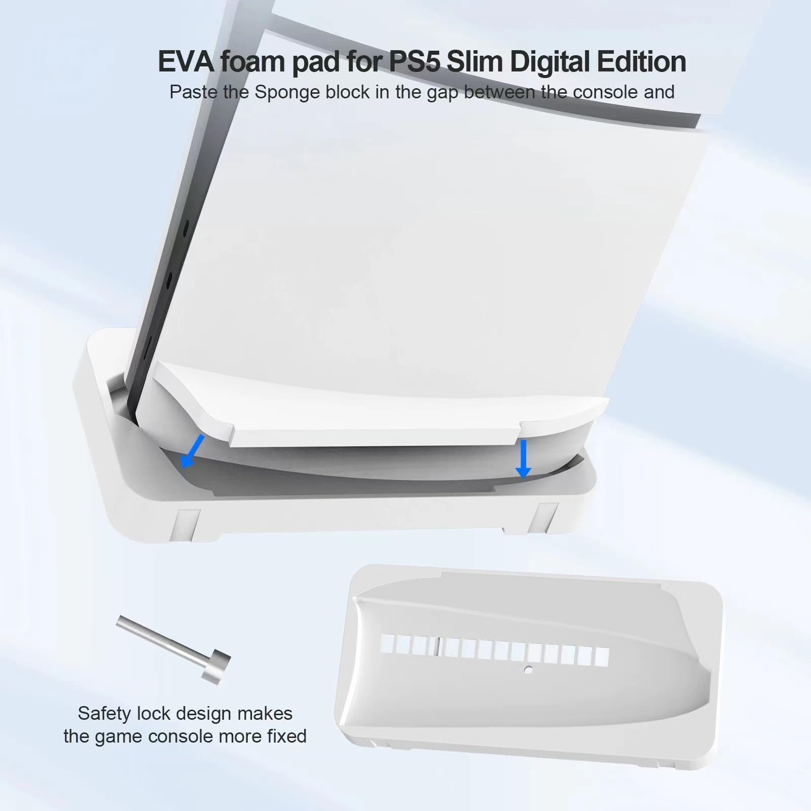 ECHZOVE PS5 Slim Stand - 2-in-1 Horizontal & Vertical Cooling Base for PlayStation 5 Slim Console (Disc/Digital Edition) - White - Perfect for Gaming Setup & Living Room Organization