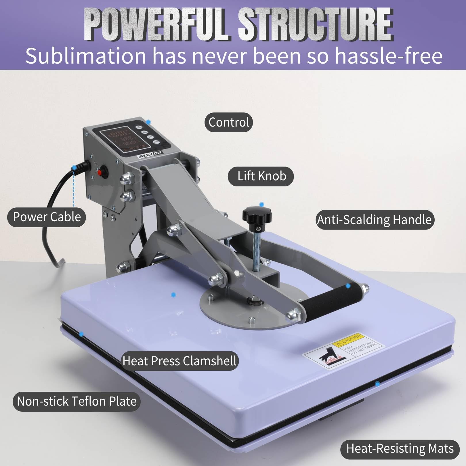 AKEYDIY 15x15 Inch Professional Heat Press Machine with Slide-Out Lower Platen - Digital Sublimation Heat Transfer Press for T-Shirts, Pillows, Bags & Mouse Pads | Perfect for DIY Apparel, Custom Gifts & Small Business Printing