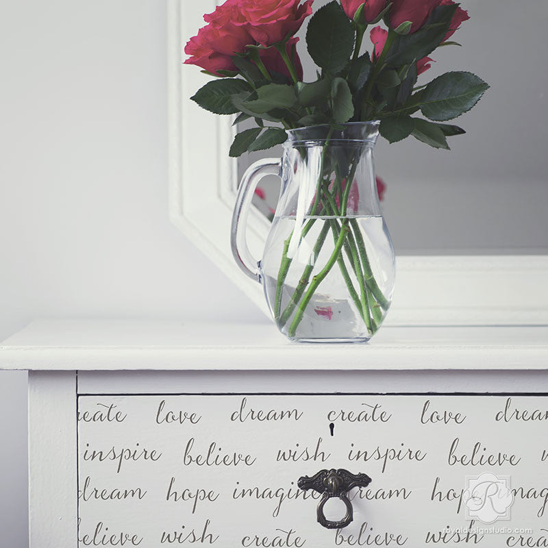 Dream On Lettering Furniture Stencil - Reusable DIY Wood Sign Painting Template for Home Decor & Crafts | Perfect for Farmhouse Signs, Wedding Decor, and DIY Projects