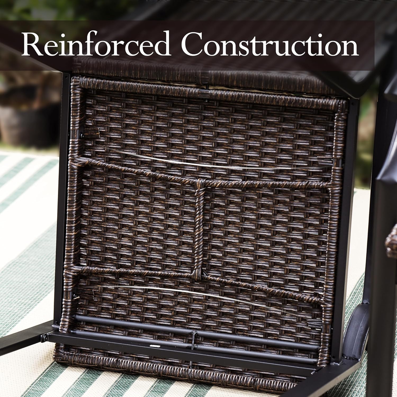 MFSTUDIO 2-Piece Patio Rattan Dining Chairs Set - High Back All-Weather Wicker Chairs with Oversized Seat, Sturdy Metal Frame & Armrests (350lb Capacity, Brown) - Perfect for Outdoor Dining, Backyard, Garden & Poolside Relaxation