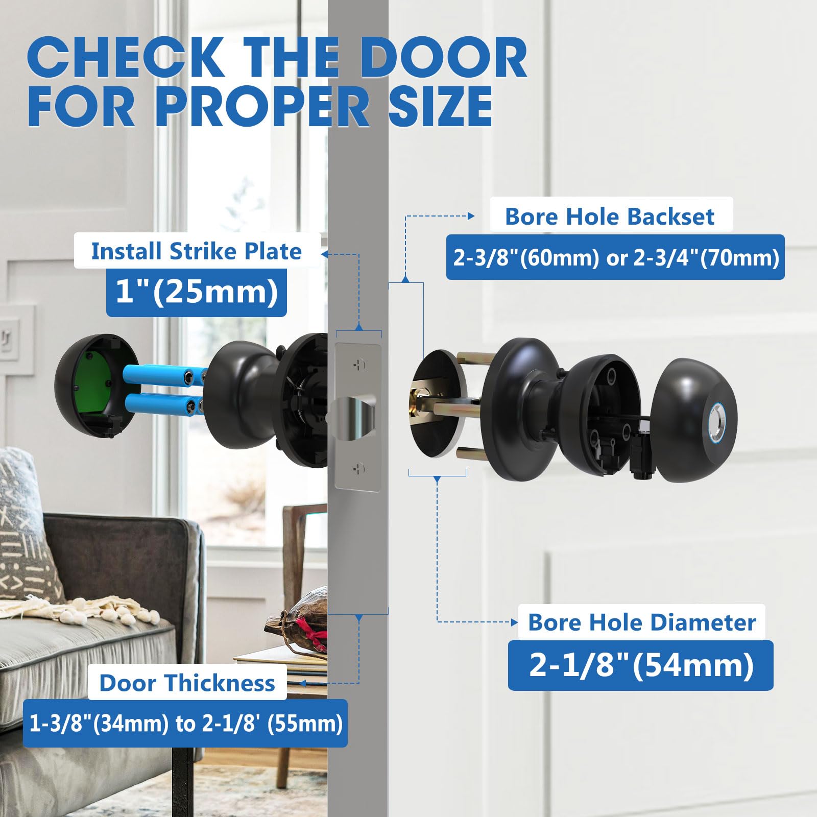 Smart Keyless Entry Door Lock - Fingerprint & Bluetooth App Control, Auto-Locking Biometric Door Handle with Key Backup - Secure Smart Lock for Front Door, Bedroom, Apartment & Vacation Homes (Easy Installation & Remote Access)