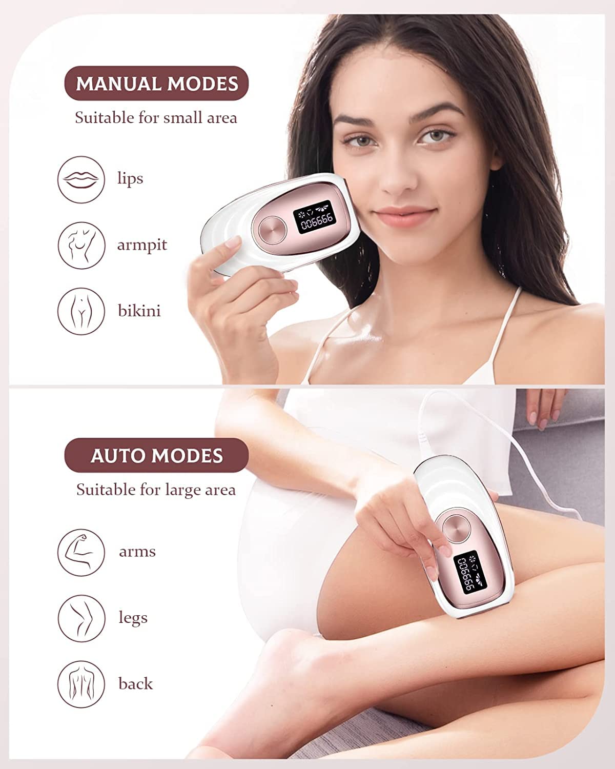 IPL Hair Removal Device with Ice Cooling System - Permanent Laser Hair Removal for Men & Women, 999,000 Light Pulses, Painless & Long-Lasting for Body, Face & Bikini Area - Perfect for Home Use & Smooth Skin Care