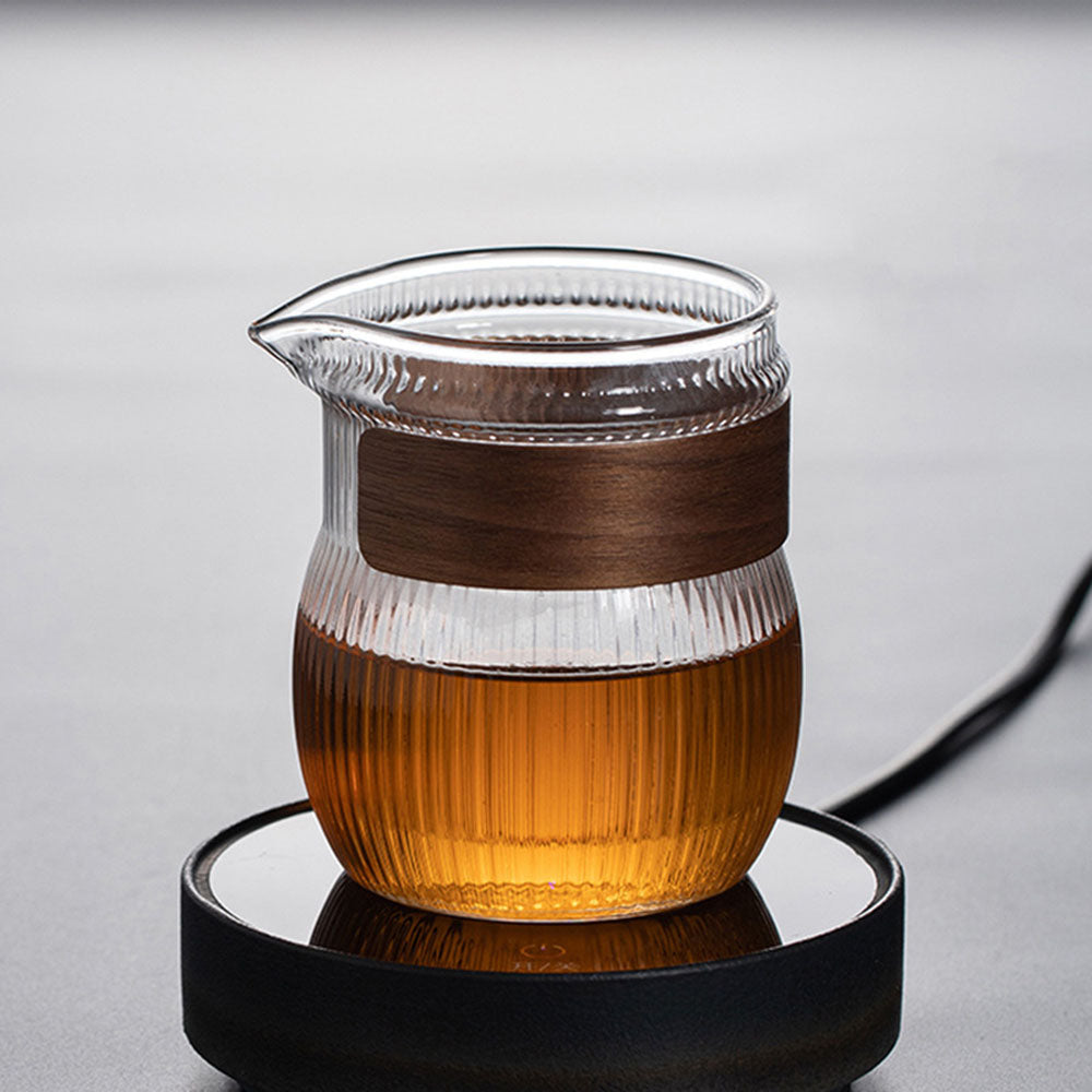 Premium Glass Fair Cup with Natural Wooden Handle - Elegant Drinking Glass for Tea, Coffee, and Cocktails - Perfect for Home, Office, and Party Use