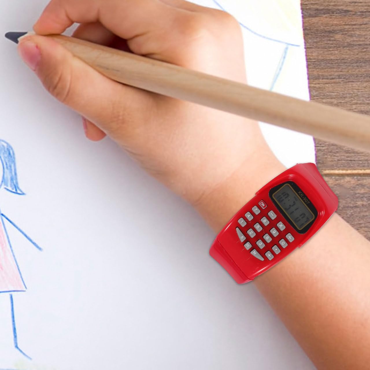Mikikit 2-Pack Calculator Digital Watch - Multifunction Geometric Calculating Wristwatch for Men & Women (Red) - Perfect for Office, School, and Everyday Math Tasks