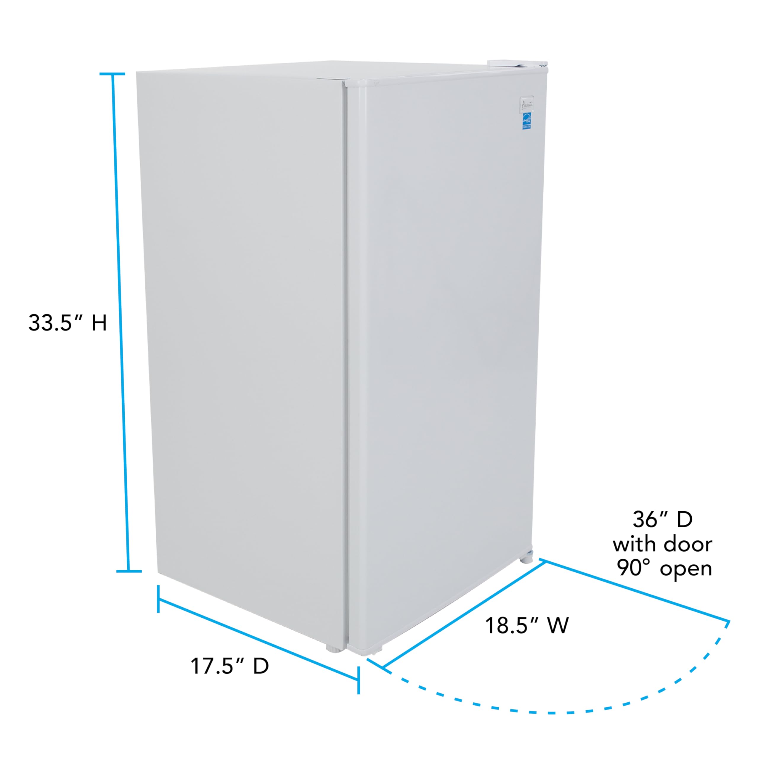 Avanti RM3306W 3.2 Cu.Ft Mini Compact Refrigerator - Energy Efficient Small Fridge with Reversible Door, Adjustable Shelves & Temperature Control - Perfect for Dorm, Office, Bedroom or Small Spaces (White)