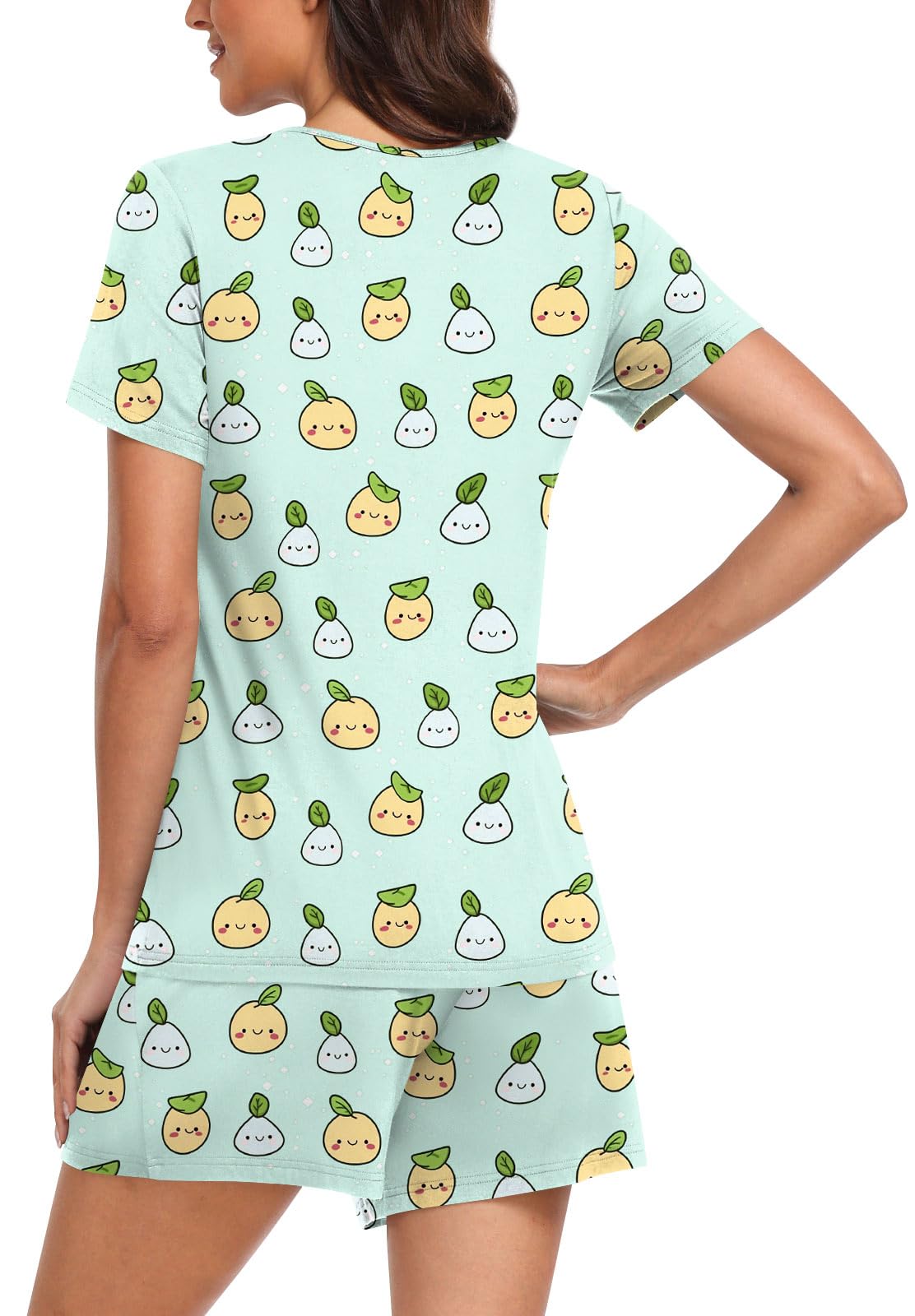 Aodemo Women's Summer Pajama Sets - Soft Short Sleeve Sleepwear with Pockets & Keyhole Design - Comfortable Nightwear for Lounge, Sleep & Vacation