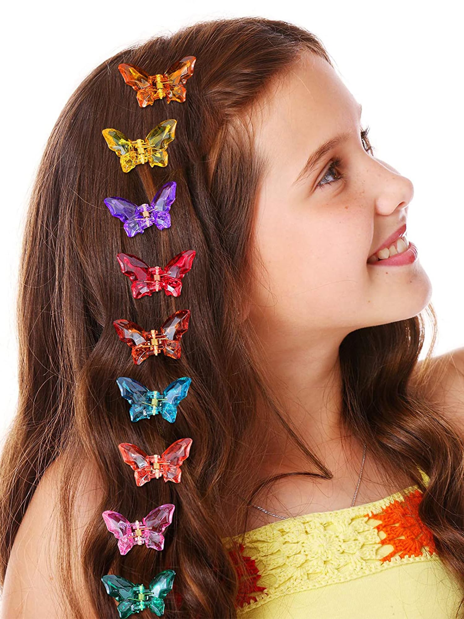 Yellow Butterfly Hair Claw Clips for Women & Girls - Large Hair Clutches in Multicolor - Perfect for Ponytails, Buns & Updos - Great Gift for Women & Girls