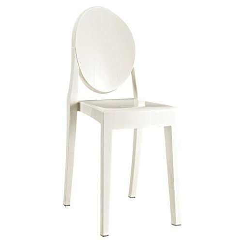 2-Piece Louis Style Ghost Armchair Set - Modern Mid Century Dining Room Chairs with Arms, Lounge Accent Seats (White) - Perfect for Living Room, Dining Area & Home Office Decor