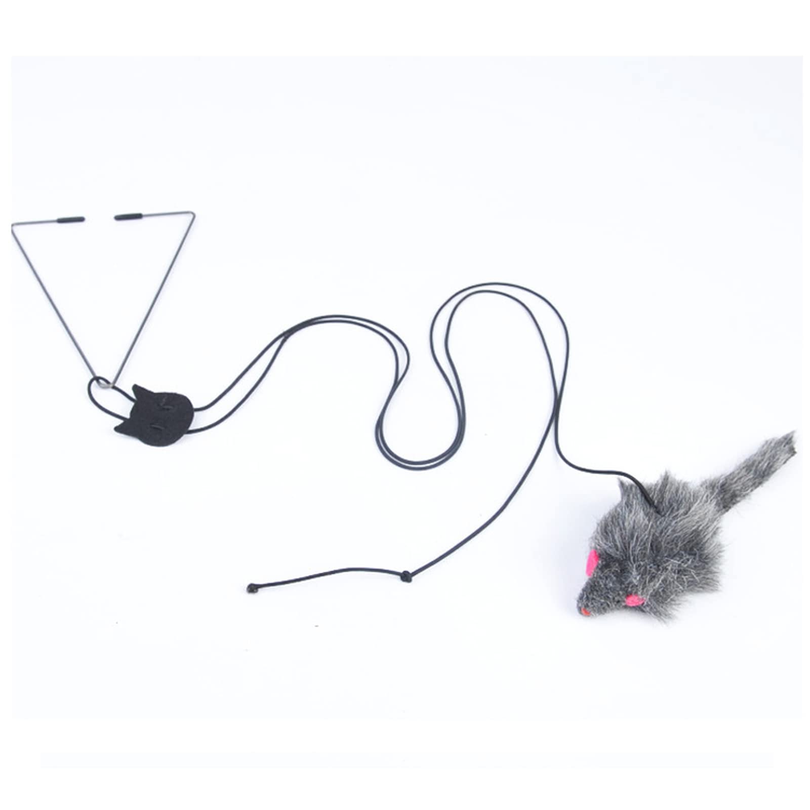 1Pc Retractable Cat Toy with Self-Play Hanging Mouse - Interactive Cat Scratch Rope & Teaser Stick - Fun Door Hanging Toy for Indoor Cats to Play and Exercise