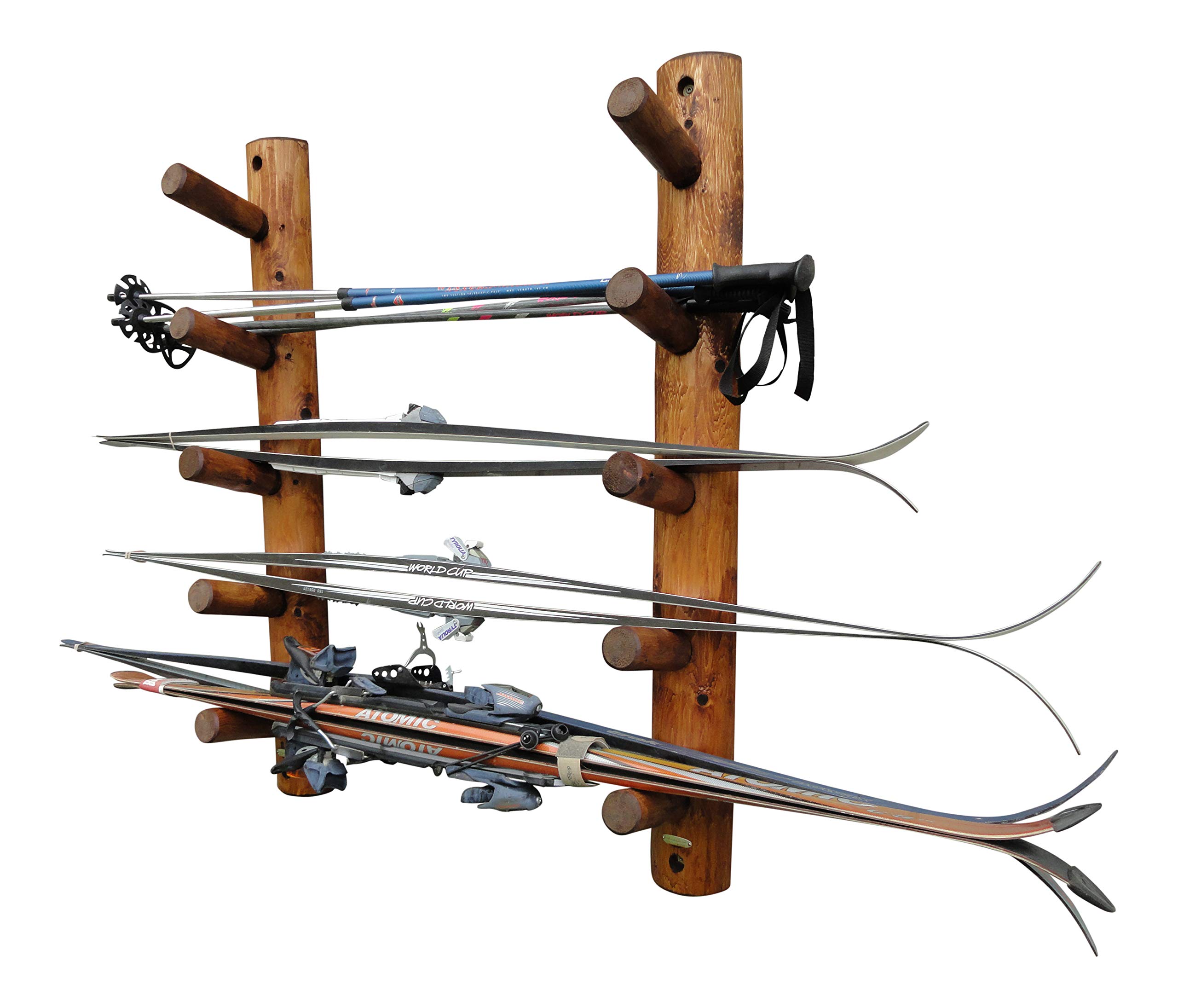 10-Slot Wall-Mounted Ski Rack for Garage & Home - Heavy Duty Ski Storage Organizer with Horizontal Design - Perfect for Indoor & Outdoor Ski Equipment Organization (Great for Ski Poles, Snowboards & Winter Gear Storage)