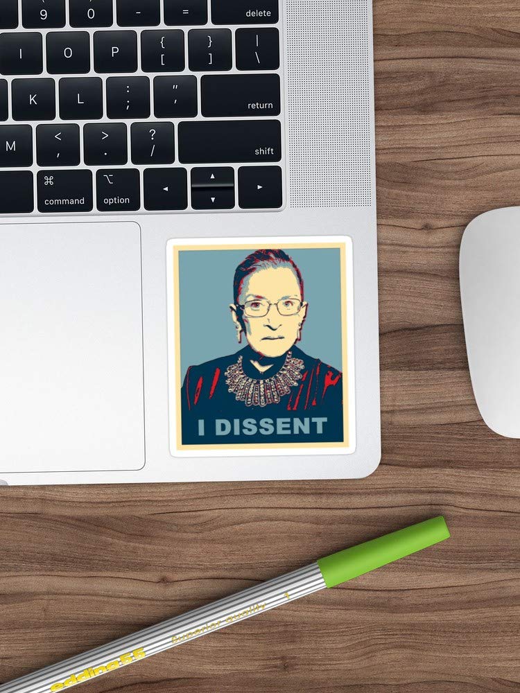 3 Pack Notorious RBG I Dissent Vinyl Stickers - Funny Decals for Laptop, Phone, Car, Guitar & Fridge - Perfect for Political Enthusiasts & Supreme Court Fans