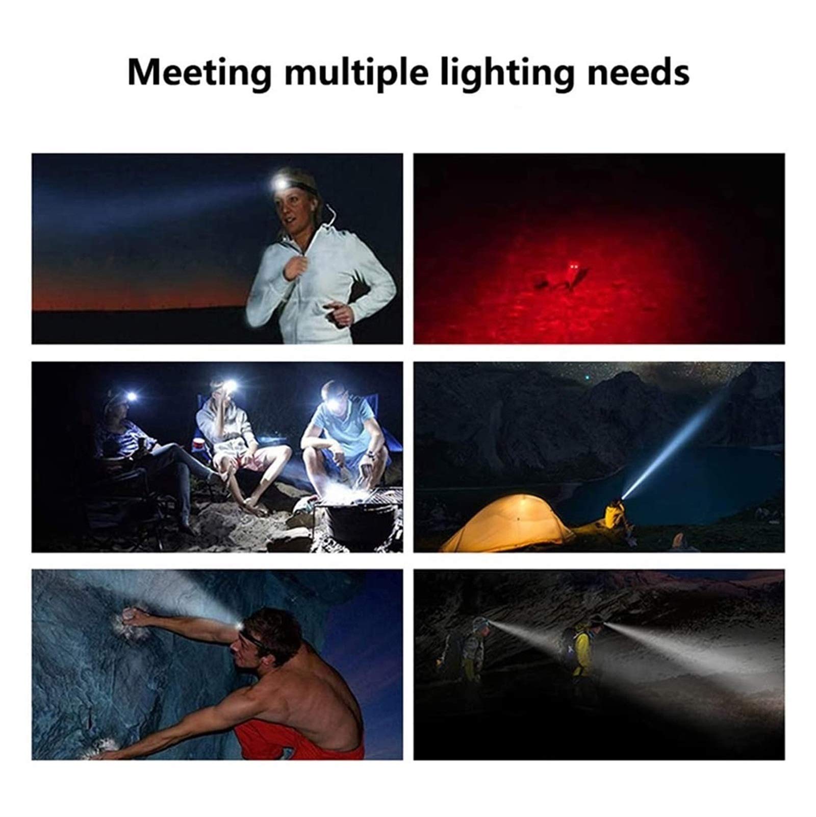 LED Headlamp Flashlight with Red Light - Waterproof Adjustable Headlight for Adults & Kids - Perfect for Running, Hiking, Camping, Reading & Outdoor Activities - Hands-Free Lighting Solution for Night Adventures
