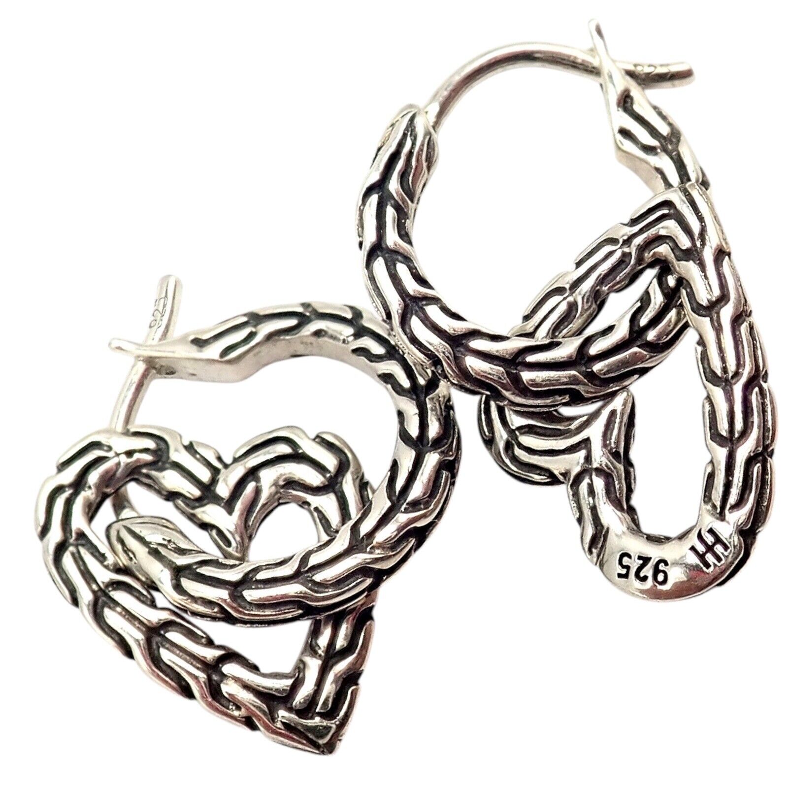 Authentic John Hardy JH Sterling Silver Manah Heart Earrings for Women - Elegant Jewelry Gift for Valentine's Day, Anniversary & Special Occasions