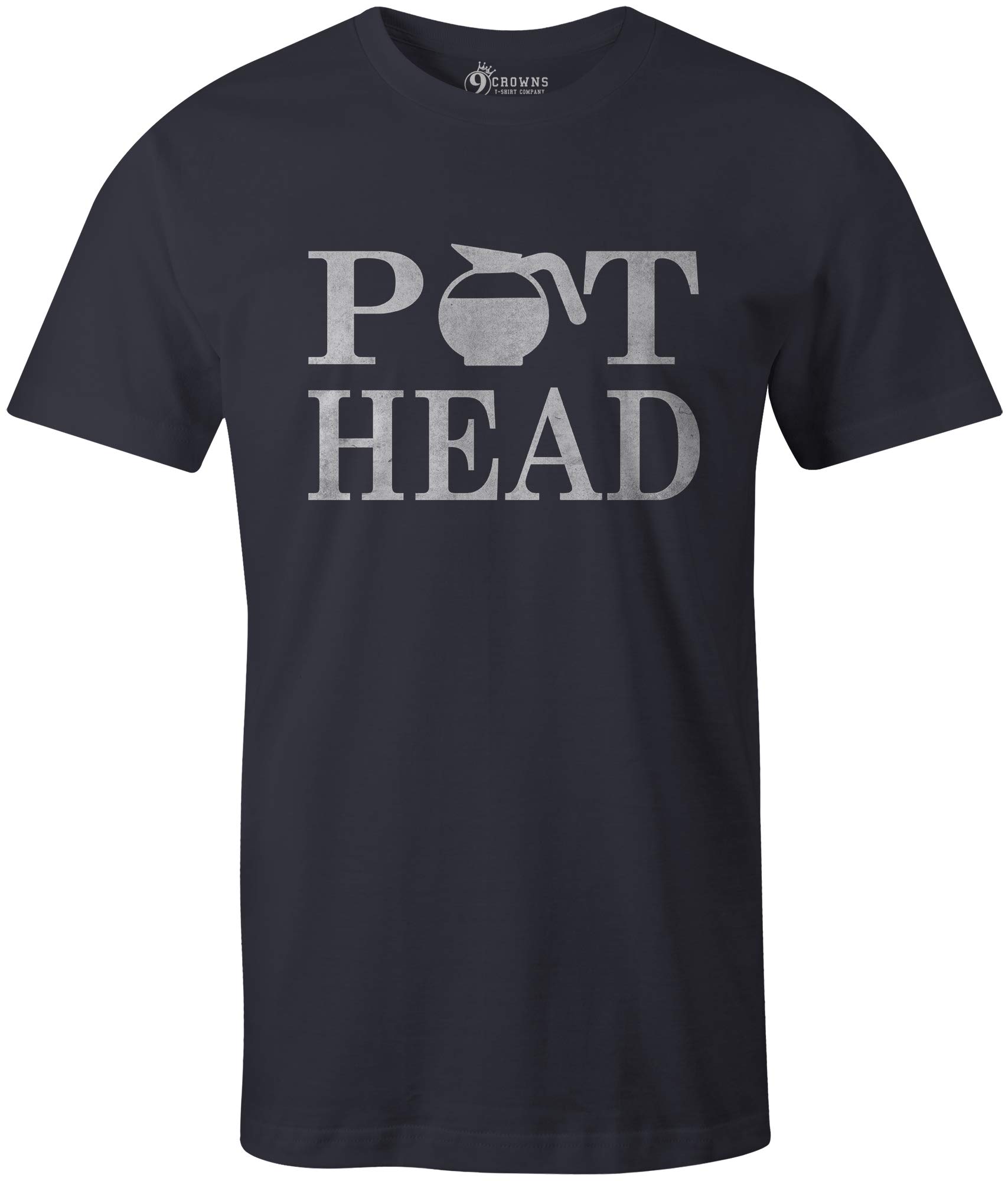 Funny Coffee Lover's T-Shirt for Men - 9 Crowns Tees Pot Head Design - Perfect Gift for Baristas & Coffee Enthusiasts