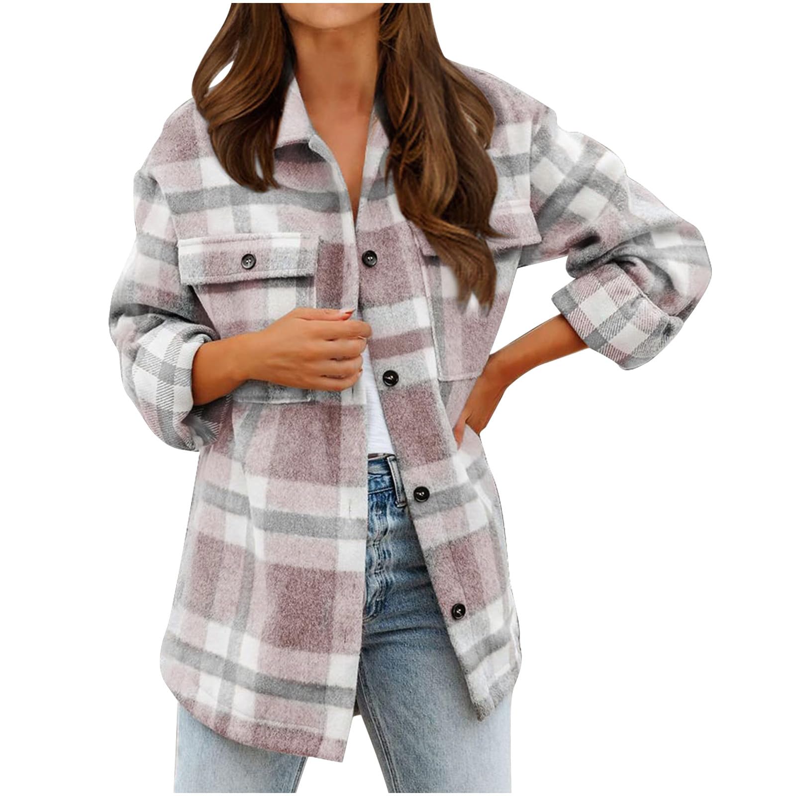 Women's Plaid Shacket with Hood & Lapel Collar - Button Down Flannel Shirt Jacket for Fall & Winter | Cozy Layering, Outdoor Activities & Casual Style
