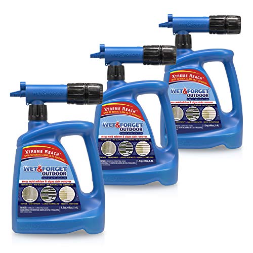 Wet and Forget Outdoor Hose End Cleaner - 3 Pack | Mold & Mildew Remover for Decks, Patios, Siding | No Scrubbing Required | Perfect for Outdoor Cleaning