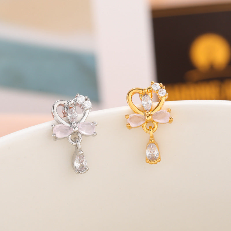 20G Cartilage Dangle Heart Stud Tragus Piercing Jewelry - Elegant Silver & Gold Earrings for Women | Perfect for Daily Wear, Parties & Gifts