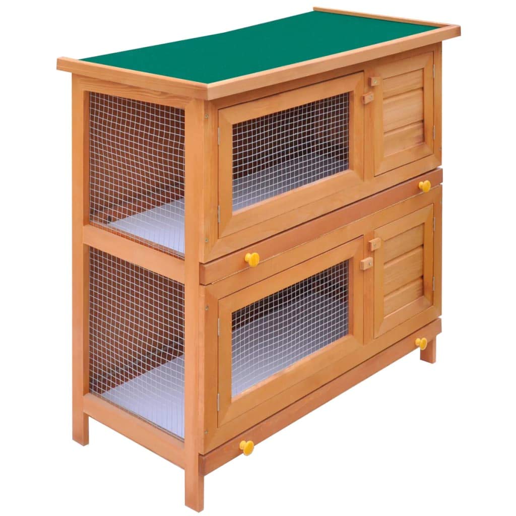**FAMIROSA Wooden Rabbit Hutch - Outdoor & Indoor Waterproof Bunny Cage for Small to Medium Pets, Chicken Coop Nesting Box with 4 Doors - Perfect for Backyard, Garden, or Patio Use**