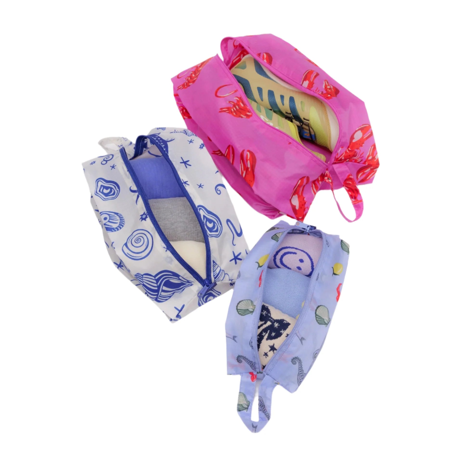 3D Travel Zip Set with Sea Creatures Design - Waterproof & Lightweight Luggage Organizer for Vacation, Business Trips, and Daily Use