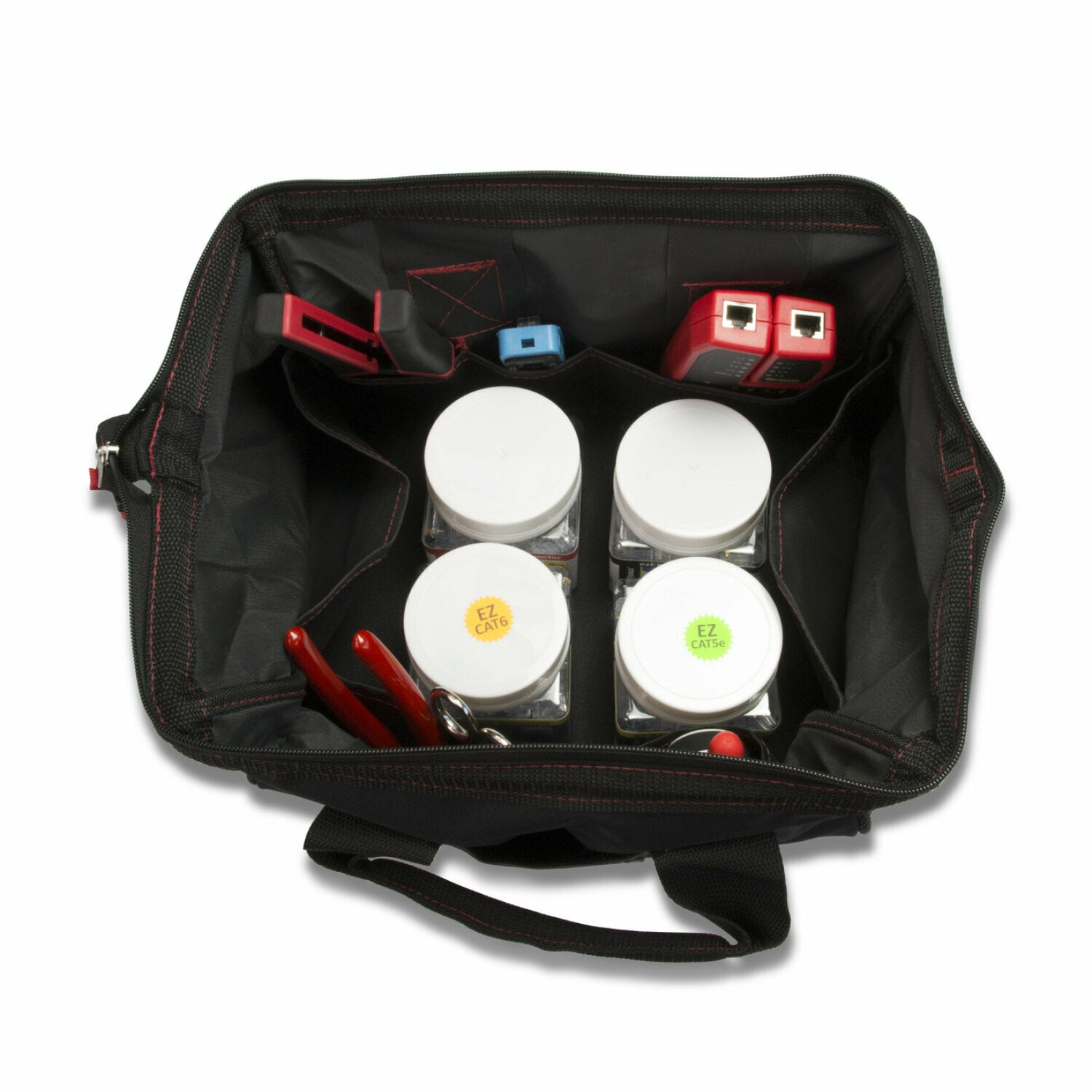 Platinum Tools 90149 ezEX RJ45 Termination and Test Kit - Pass Through RJ45 Connectors, Deluxe Installation Kit with LANSeeker Cable Tester & Tool Pouch - Perfect for Network Installations, IT Professionals, and Home Office Setups