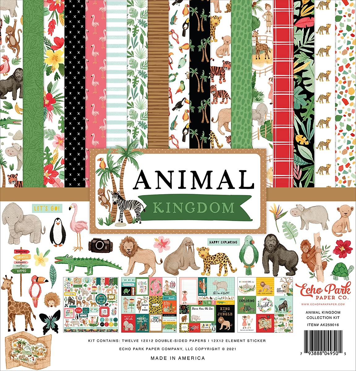 Echo Park Paper Animal Kingdom Scrapbook Collection Kit - Perfect for DIY Scrapbooking, Card Making, and Paper Crafting Projects