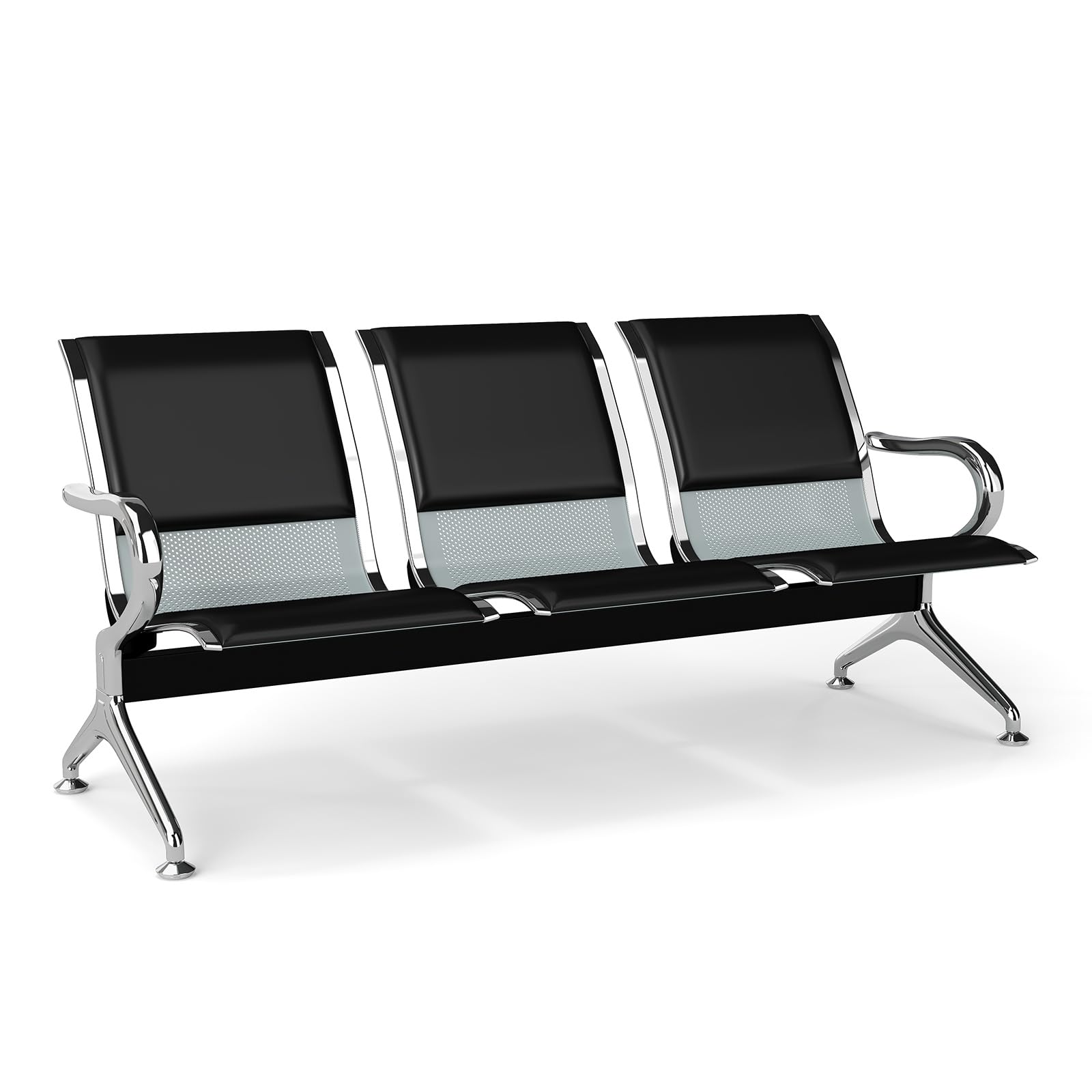 kinbor PU Leather Waiting Bench - Comfortable Seating for Barbershops, Salons, Lobbies - Perfect for Airport, Bank, Hospital Waiting Areas - Durable & Stylish Reception Chairs