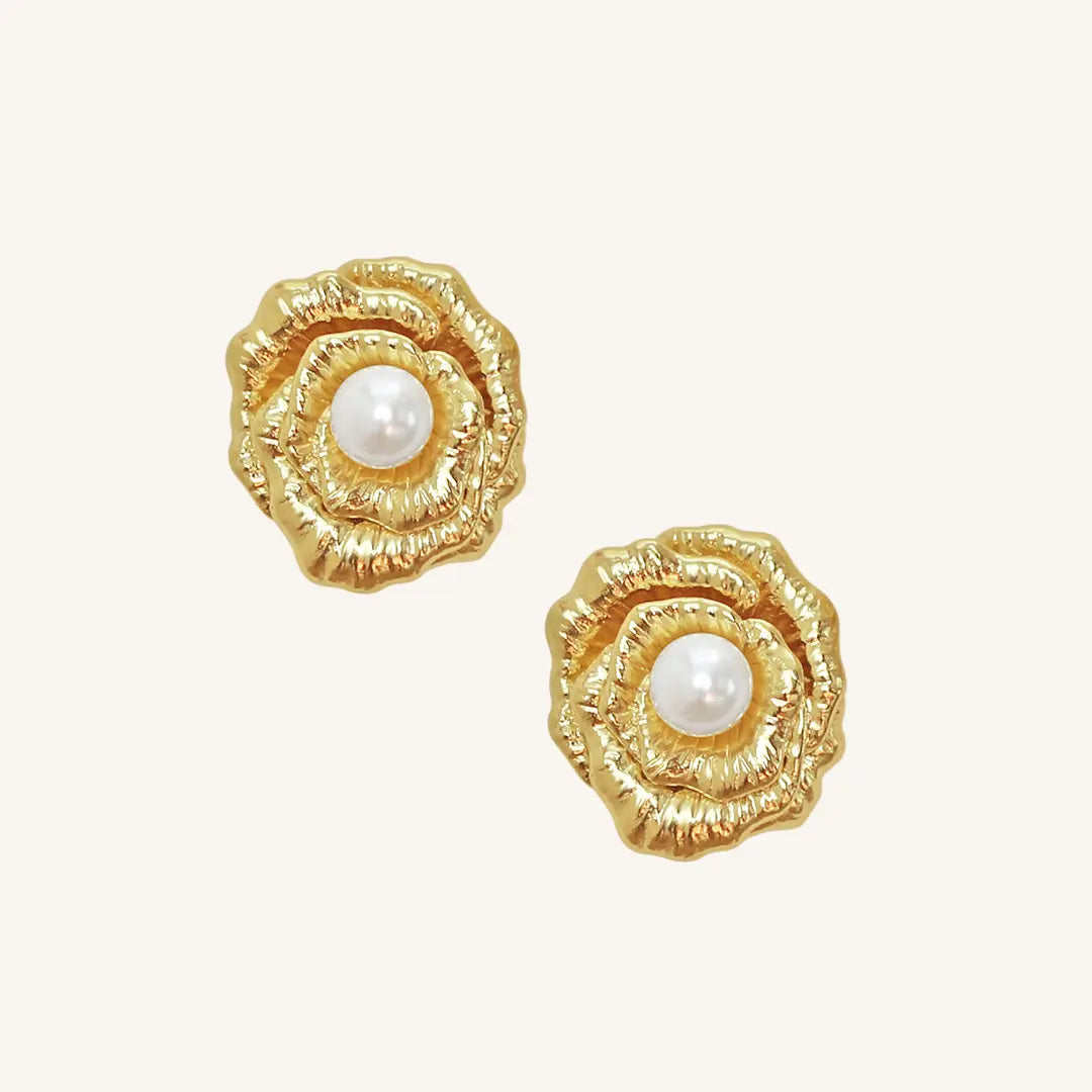 Rose Pearl Stud Earrings for Women - Elegant Freshwater Pearl Jewelry Gift for Wedding, Party & Daily Wear