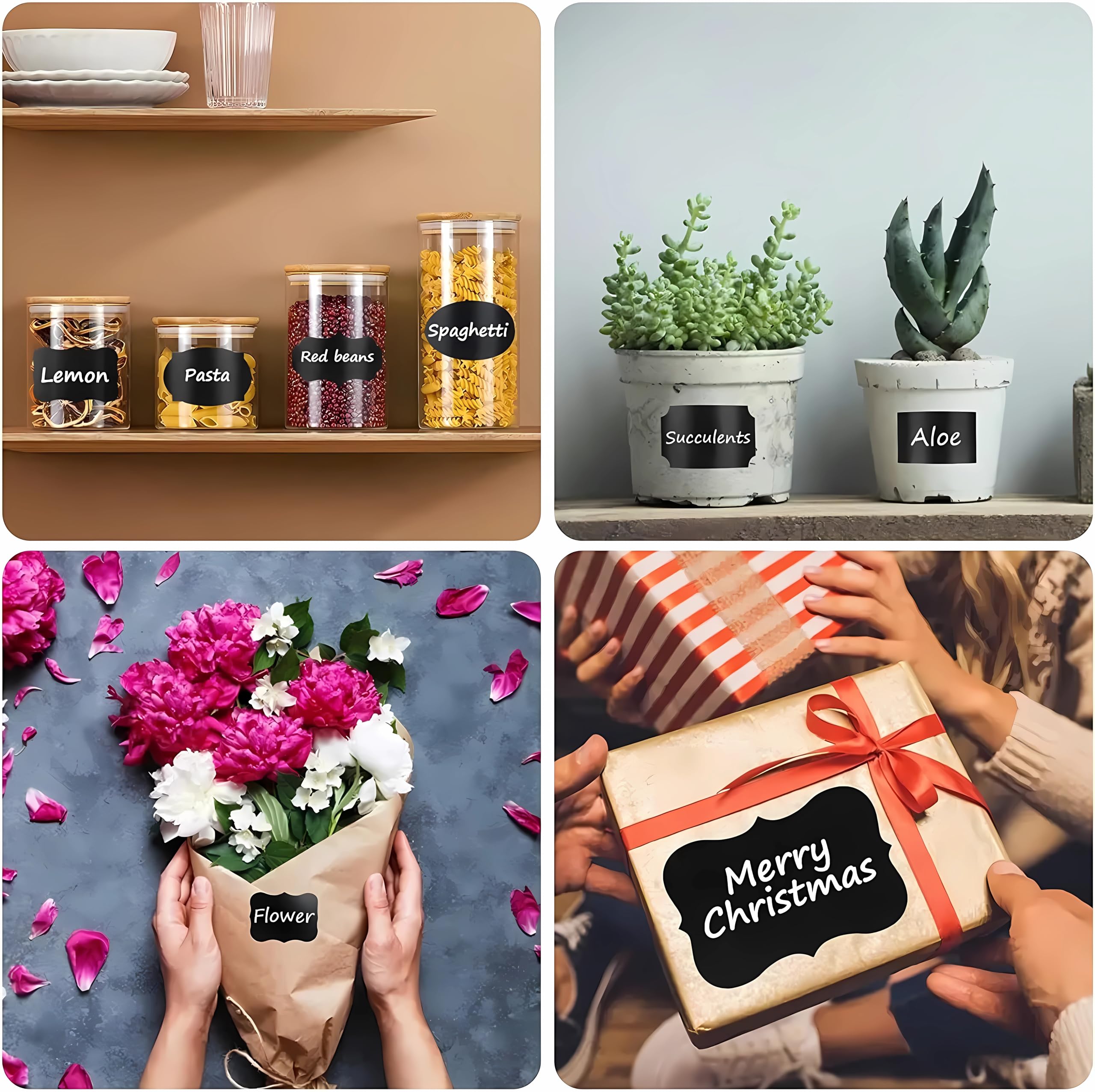244 Pack Reusable Chalkboard Labels with 2 Chalk Markers - Removable Erasable Labels for Mason Jars, Storage Organization, Home & Kitchen - Perfect for Party Decorations, Craft Rooms, Weddings and DIY Projects
