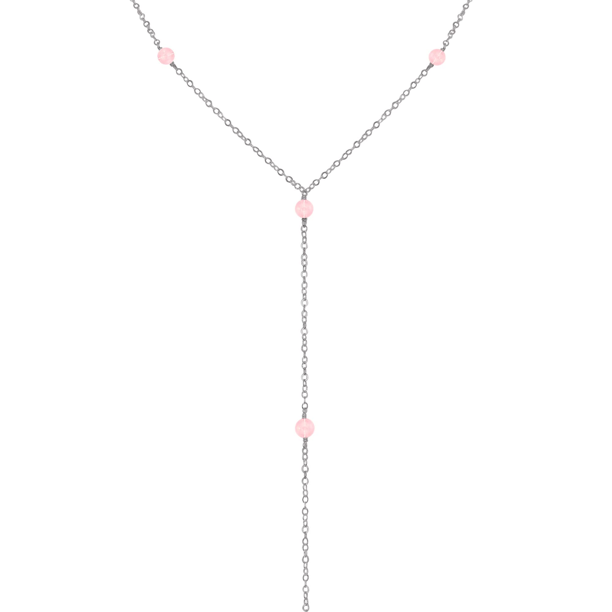 Elegant Rose Quartz Dainty Y Necklace in Stainless Steel - Healing Crystal Jewelry for Women, Perfect for Everyday Wear & Spiritual Gifts