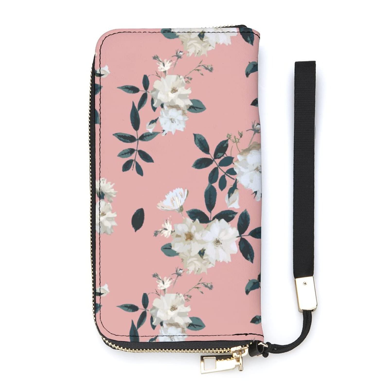 UNSUWU Women's PU Leather Wallet - Floral Print Zip Around Clutch with Card Slots & Coin Pocket - Elegant Long Purse for Everyday Use, Travel, and Special Occasions