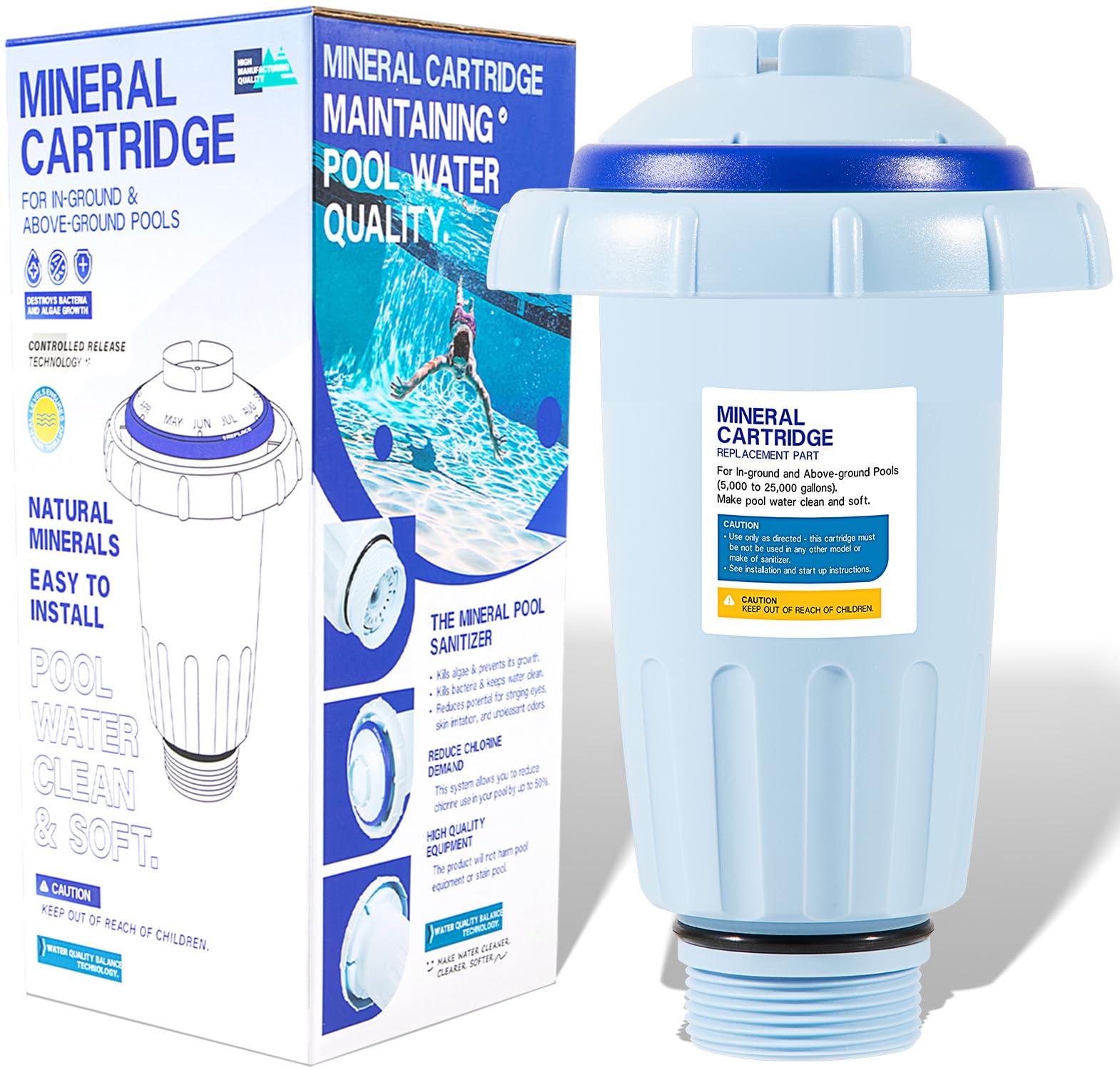 Nature2 Express Mineral Cartridge W28175 Replacement for Pool System - Compatible with In-Ground & Above-Ground Pools up to 30,000 Gallons (Fits W20171, W20080, W26775) - Keep Your Pool Clean & Healthy Year-Round