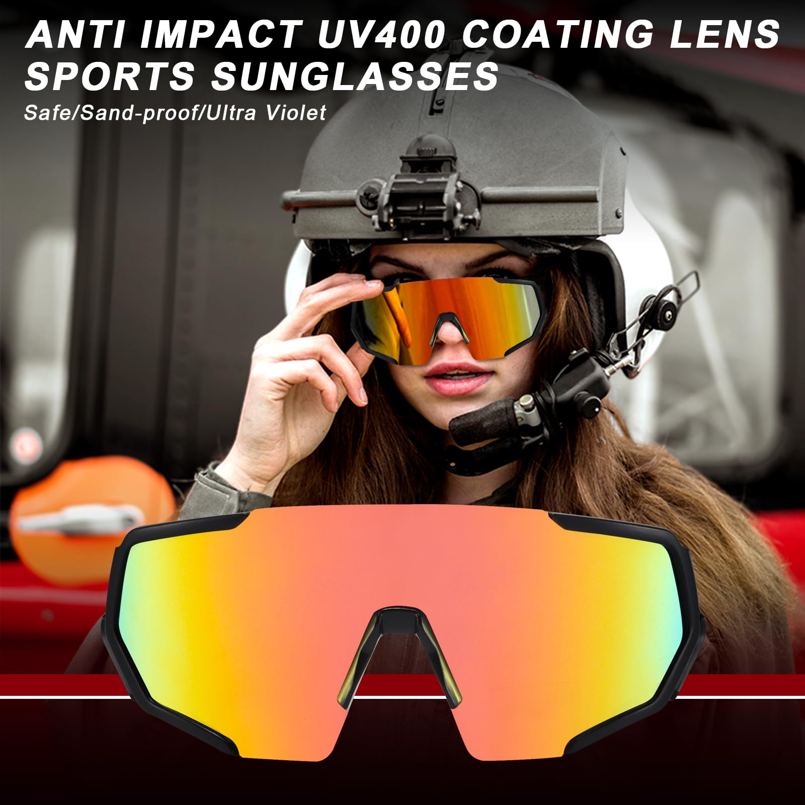 MALIDAK Sports Fan Sunglasses for Men Women & Kids - UV Protection Cycling Baseball Sunglasses with Side Shield Wings - Perfect for Outdoor Activities Cycling Running Baseball Games