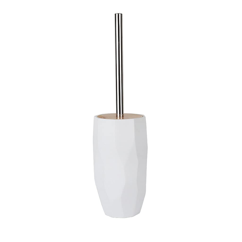 TOMYEUS Toilet Brush and Holder Set - 360° No Dead Angle Cleaning, Replaceable Brush Heads, Floor-Standing Design with Cover - Perfect for Bathroom, Toilet Deep Cleaning (White)