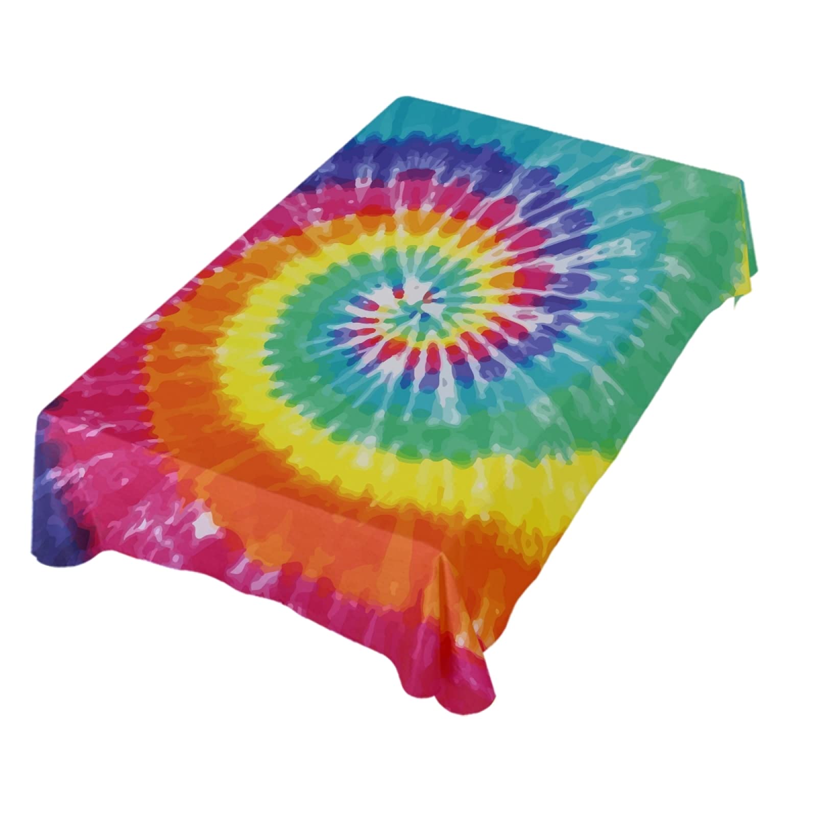 Vibrant Tie Dye Spiral Rectangular Tablecloth 60x120 Inch - Colorful Polyester Party Table Decor for Dining, Wedding, Birthday & Holiday Celebrations